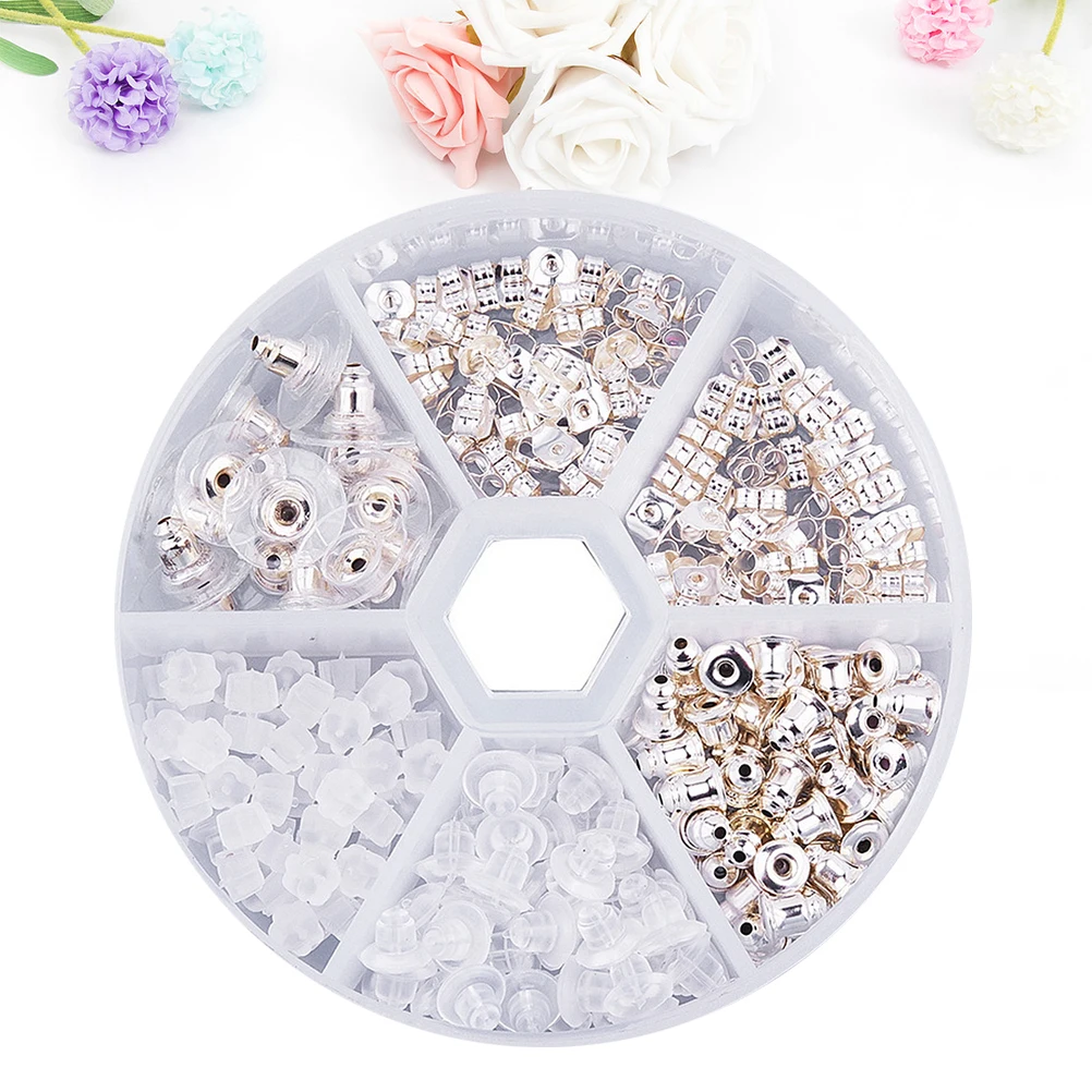 

260pcs Multi-Style Plugs Earring Posts Accessories Diy Jewelry Making Light Weight Safety Stoppers Women Girls Teens Crafts