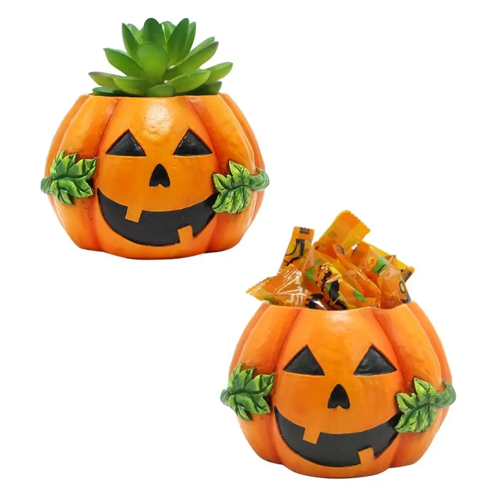 Cartoon Halloween Pumpkin Flowerpot Realistic Resin Crafts Succulent Planter Pot Elegance Pumpkin Plants Container