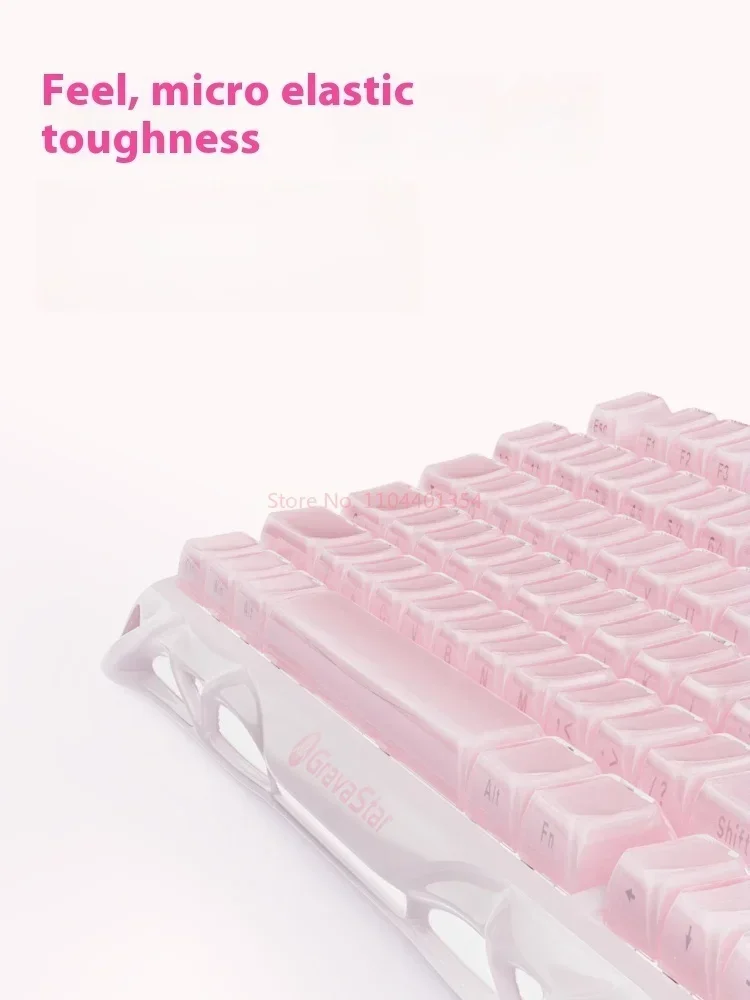 GravaStar Rose Powder K1 لوحة مفاتيح ميكانيكية للألعاب لاسلكية 79 مفتاح RGB بلوتوث 2.4G غطاء مفاتيح سلكي وردي قابل للتبديل السريع لوحة مفاتيح الألعاب