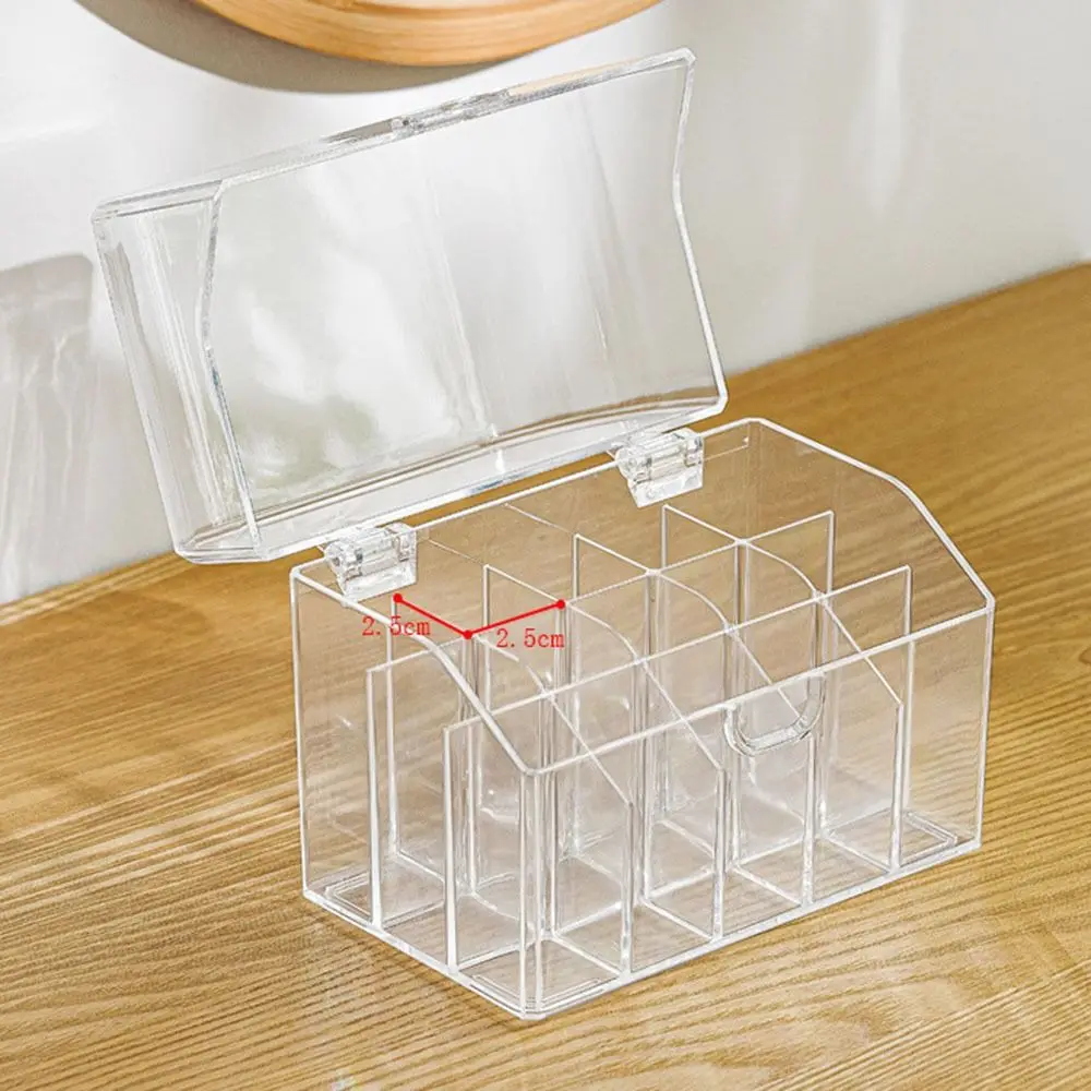 Acrylic Makeup Storage Box With Lid Clear Transparent Multi-grid Lipstick Storage Case Durable Large Capacity