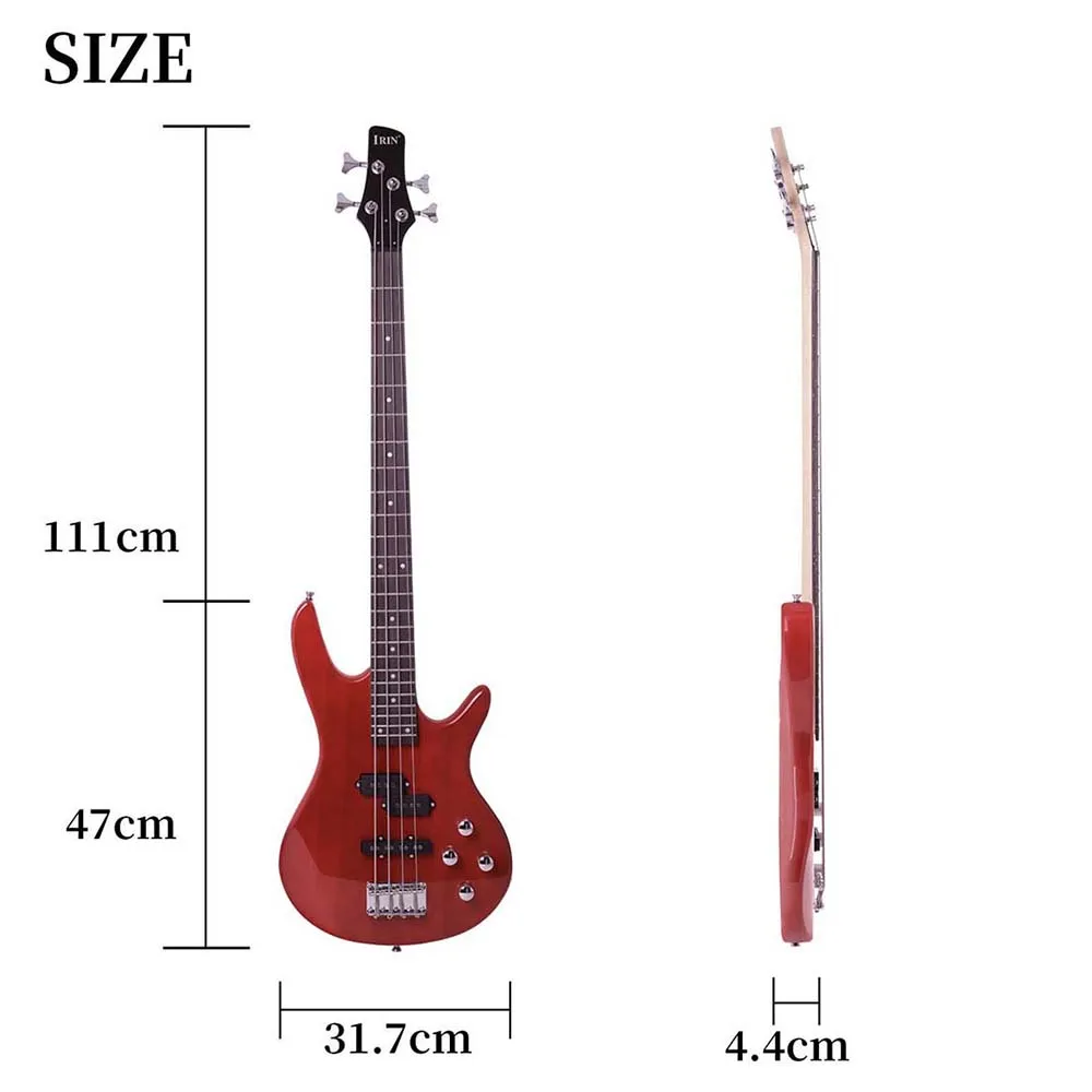 Professional 4 String Electric Bass Guitar 24 Frets Electric Bass Guitar Solid Wood Fingerboard Stringed Musical Instrument