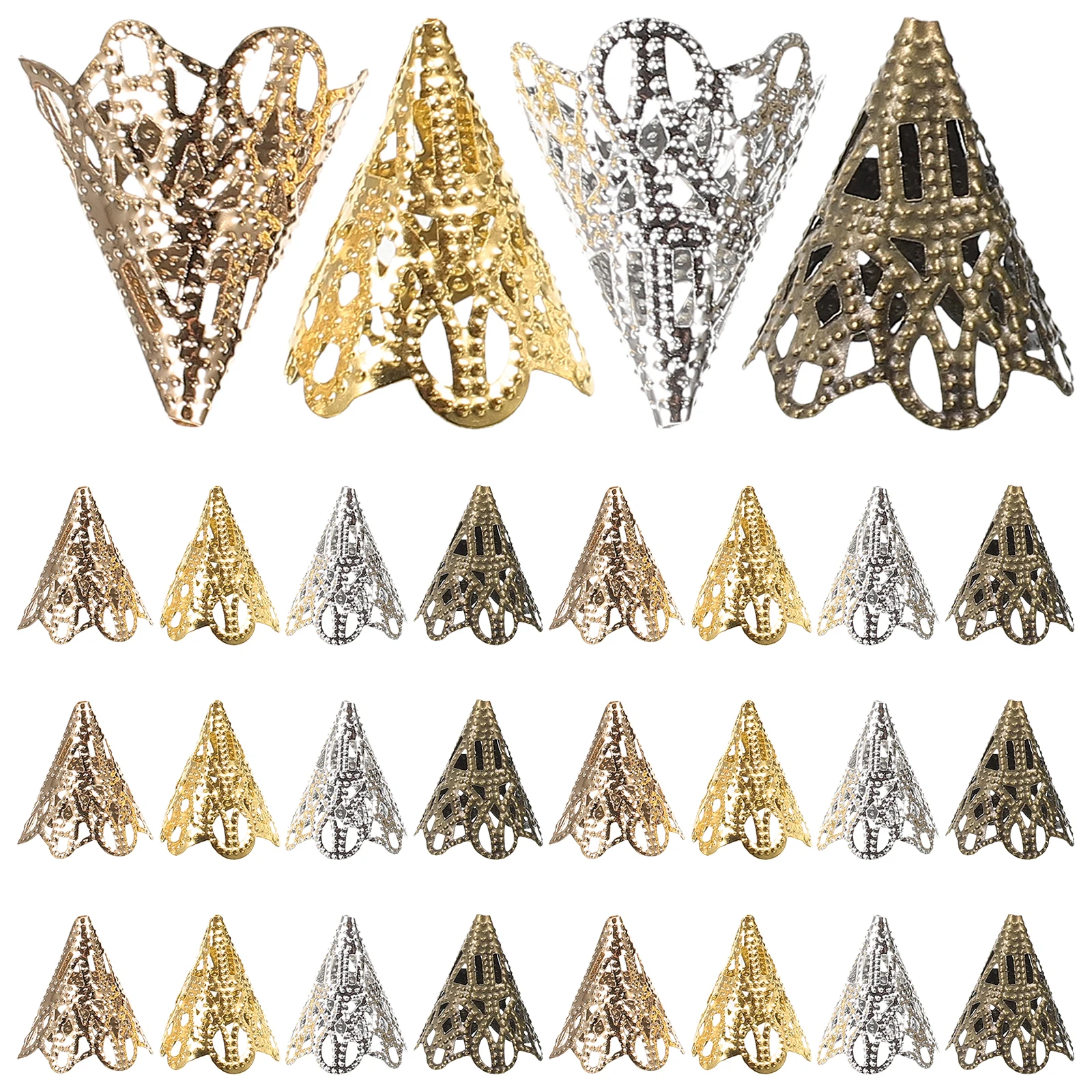 

120 Pcs Vintage Flower Bead Caps Hollow Spacer DIY Jewelry Making Materials Metal Embellishments Beads Craft Accessories