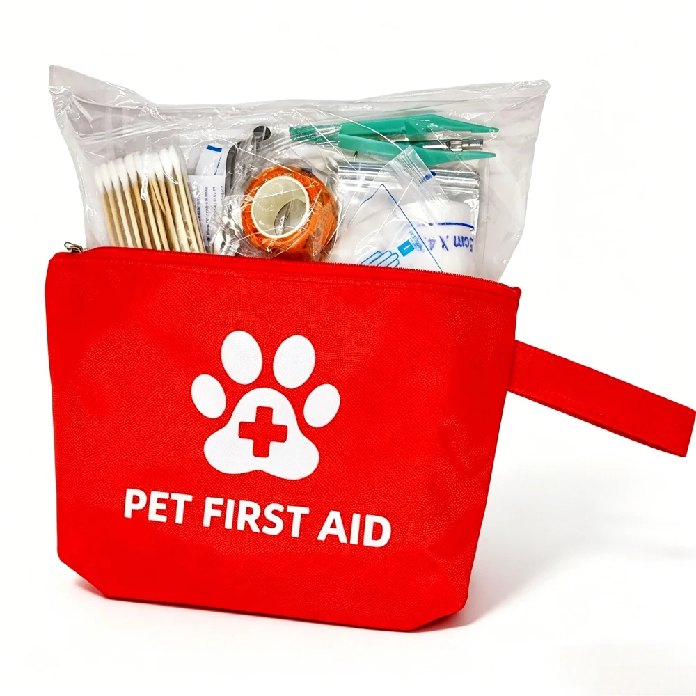

Pet Emergency Kit Dog Cat Travel First Aid Pouch Waterproof High Visibility Reflective Camping Essentials