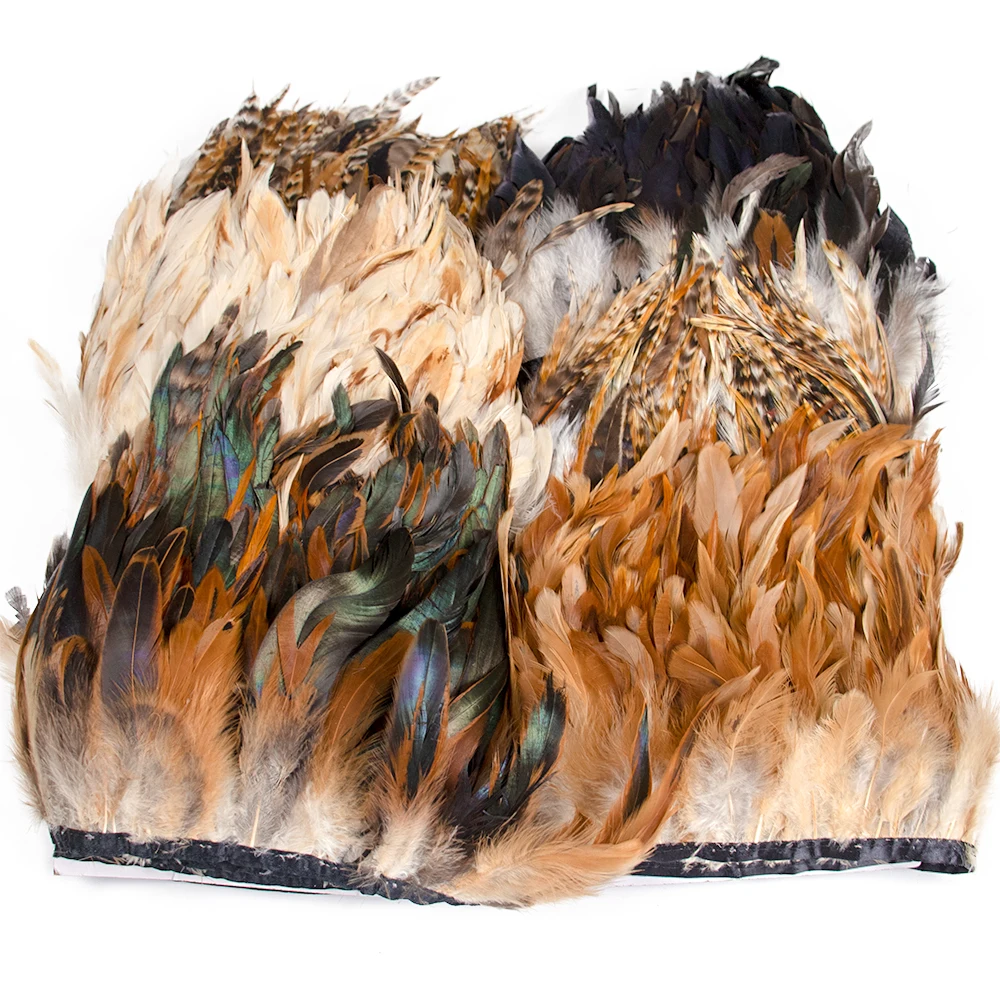 Natürliche Pfau Fasan Hahn Federn Borte Fringe Band Karneval Party DIY Handwerk Plume Decor Kleid Nähen Zubehör