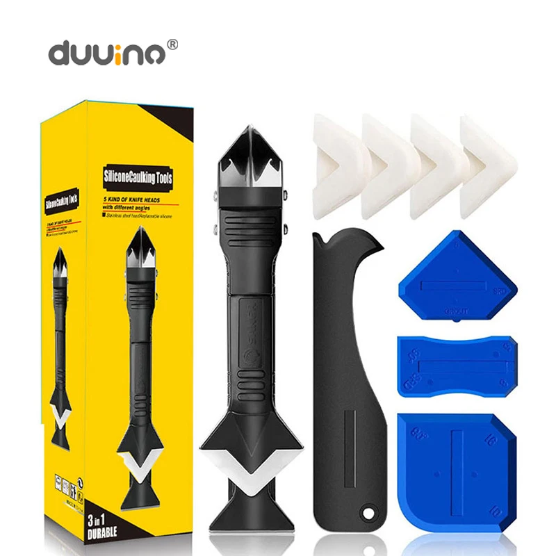 9PCS Caulk Nozzle Applicator Silicone Scraper Sealant Caulking Smooth Remover Tools Kit Floor Caulk Finisher Grout Accessoriess