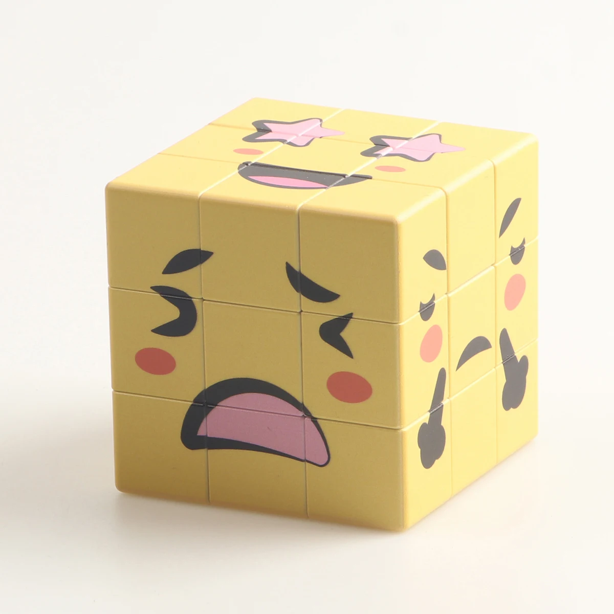 Magic Cube 3x3x3 yellow Smiling face expression UV Fun Stress Relief Professional Smooth Speed Game Children's Puzzle Toys Gifts