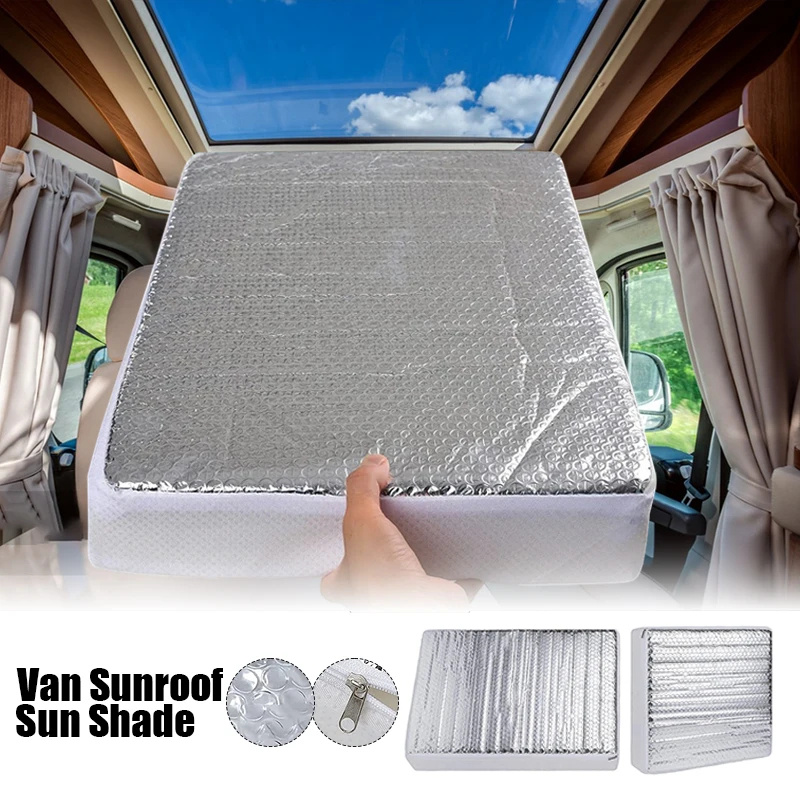 Car Sunroof Sunshade Van Sunroof RV Vent Insulator Cover Summer Car Motorhome Roof Sunshade Automotive Aluminum Film Block UV