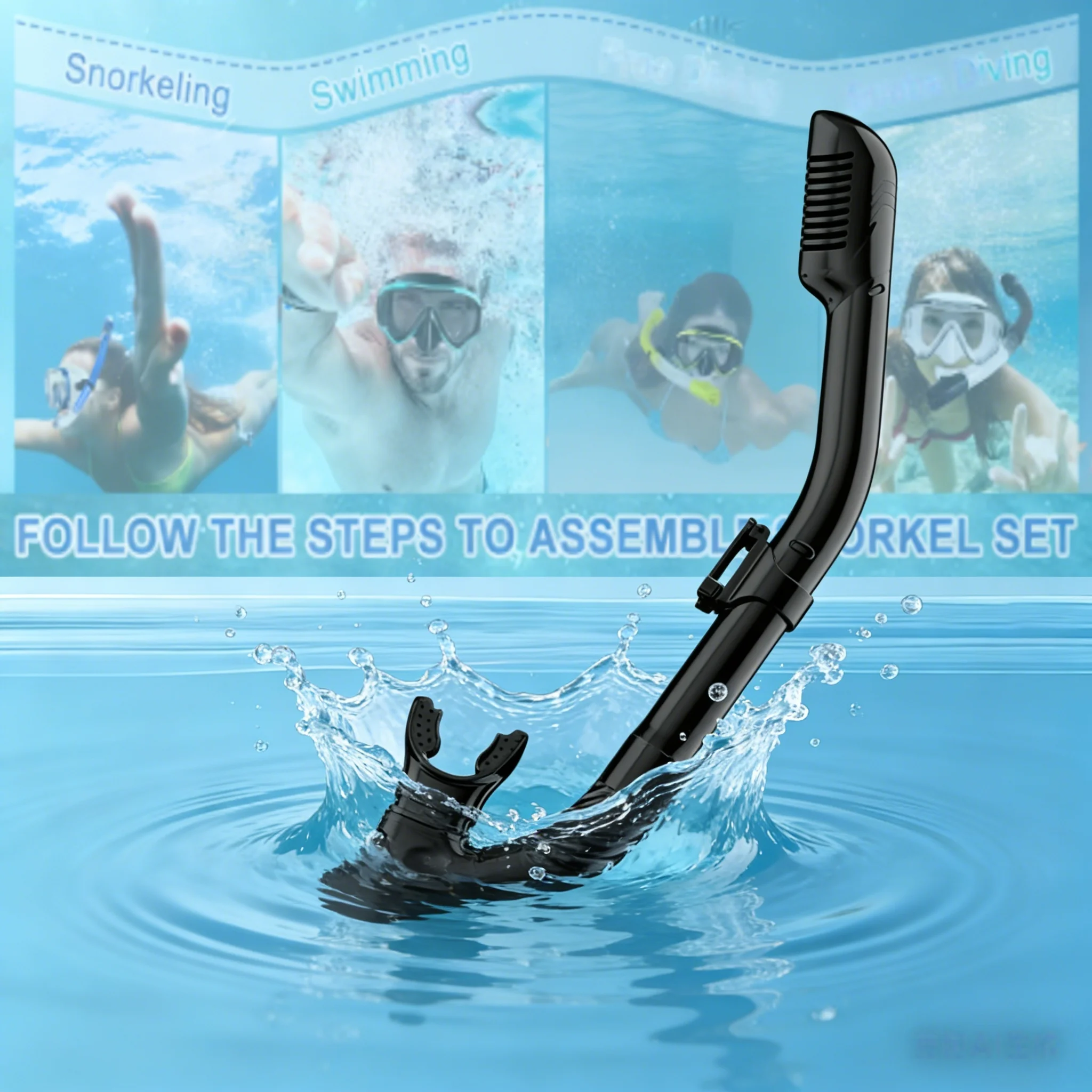 Dry Snorkel Tube Easy Breath Scuba Diving Splash Guard Top Valve Swimming Underwater Equipment For Adults Kids Men Women Youth