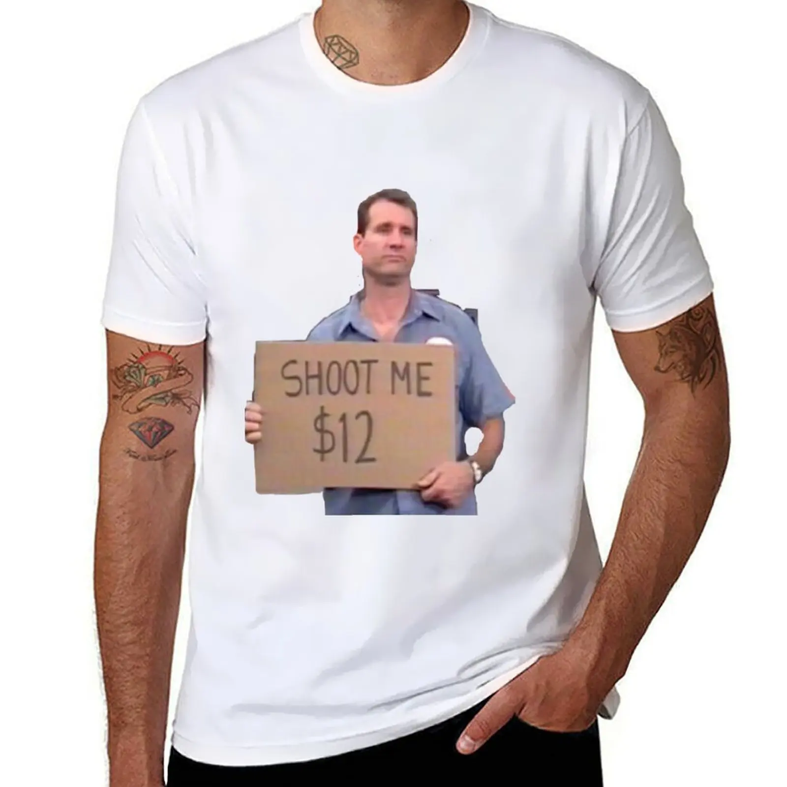 

Shoot Me $12 T-Shirt man t shirt cotton high quality funny t shirts dark humor T-Shirt