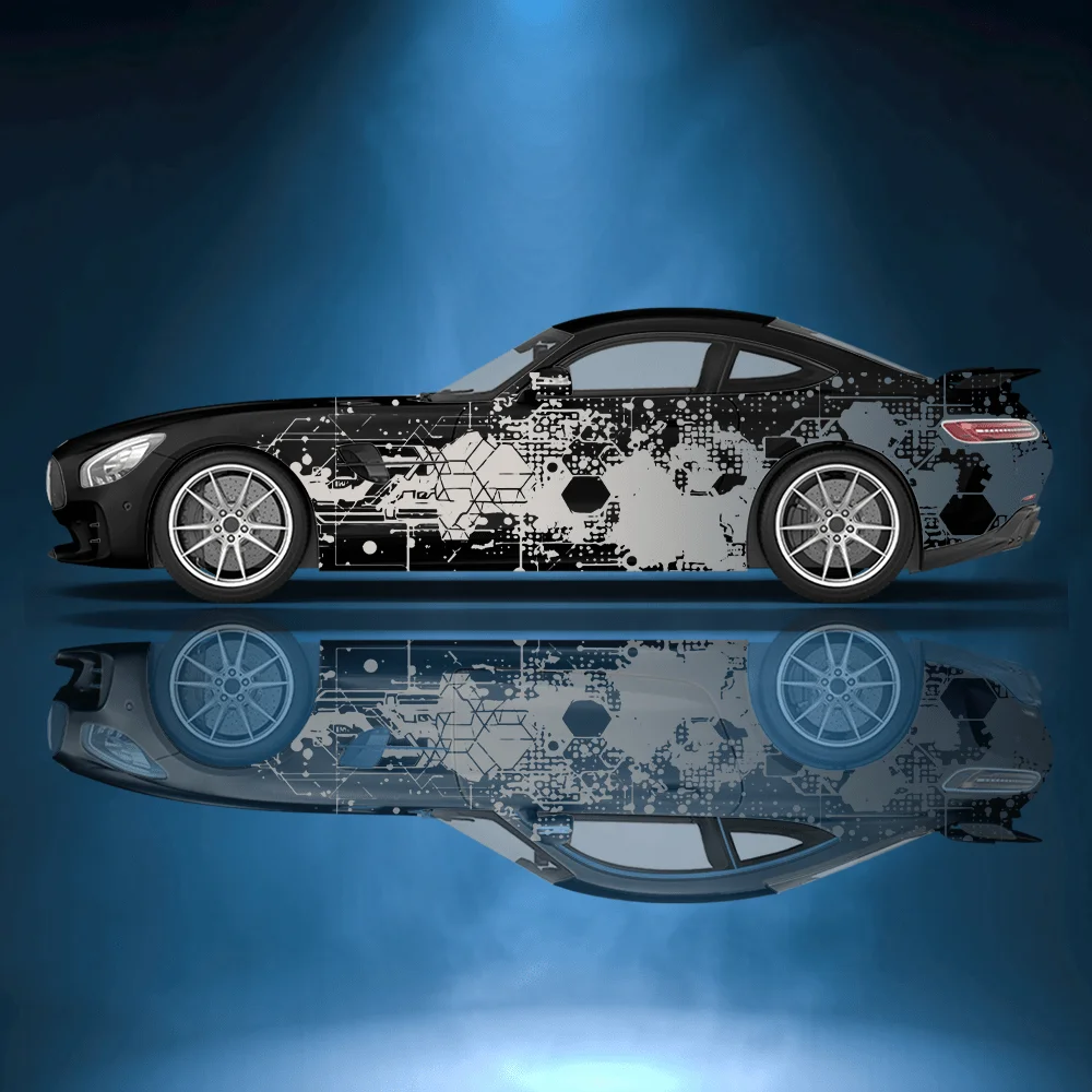 Fashionable car decals with dense hexagonal patterns, full-body floral decoration, scratch protection, and waterproof. car vinyl