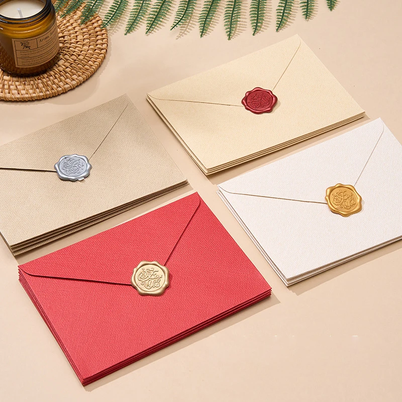 50pcs/lot 250g Thickened Envelope Linen Texture High-grade Envelope Retro Invitations Postcards Wedding Letter Paper Sealing Wax