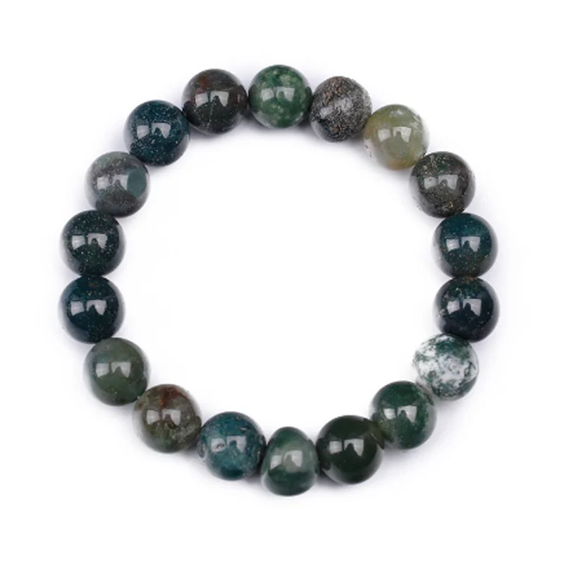 official-website tiki Anime Natural Stone Moss Agate Bracelet Exquisite Women Crystal Round бисер Beads браслет