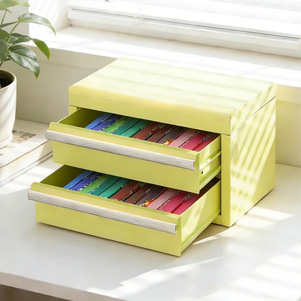 a forDesktop Mini Lockable Metal Tool Box, Portable Steel Chest for Small Hardware Hand Tools Storage
