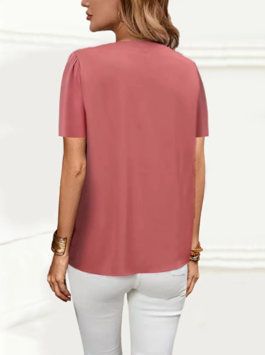 Temperament Loose Woman Shirt Fashion Casual Blouse Elegant short Sleeve Woman Shirt Holiday Weekend Top 3