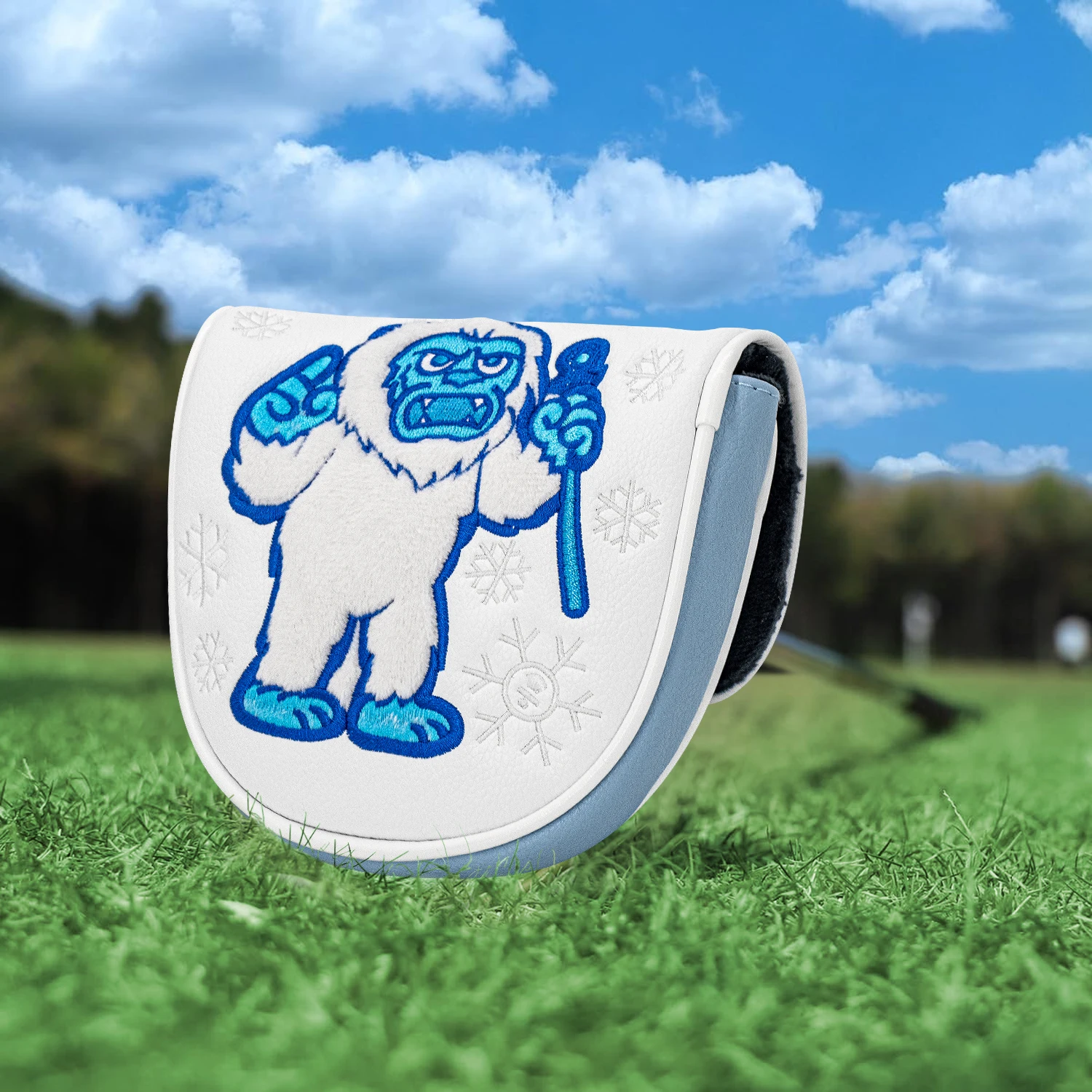 1pc Yeti Snow Monster Mallet Putter Cover Magnetic Closure Semi-Circle Putter Headcover Golf Club Protective Sleeve