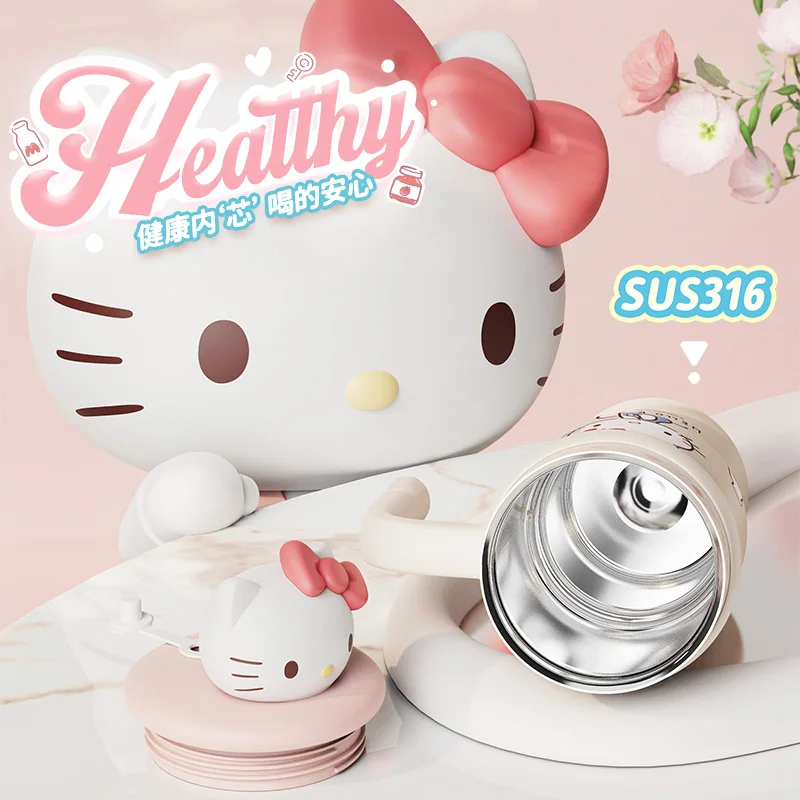 Nuevo Sanrio Faimly Hellokitty Cinnamoroll Meldy Piano 700ml taza de agua taza de paja de gran capacidad periférico de animé taza térmica regalos