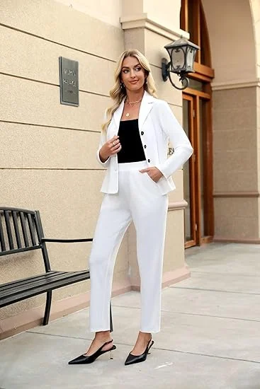 Customized Women's Business Pant Suits Dressy Casual Long Sleeve 2 Piece Blazer Set for Office Work Outfits 2025