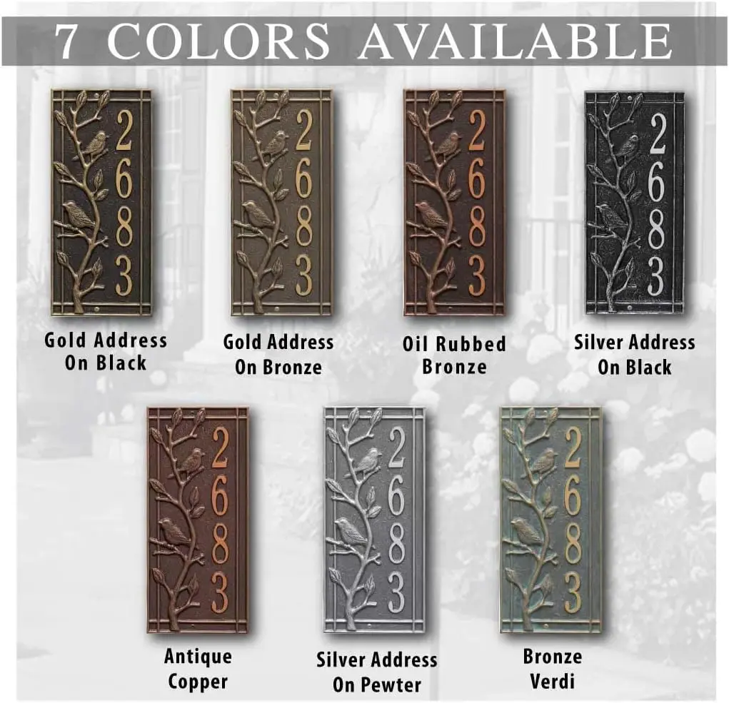 Custom Metal Address Plaque Vertical Wall Mounted House Number Street Name Sign