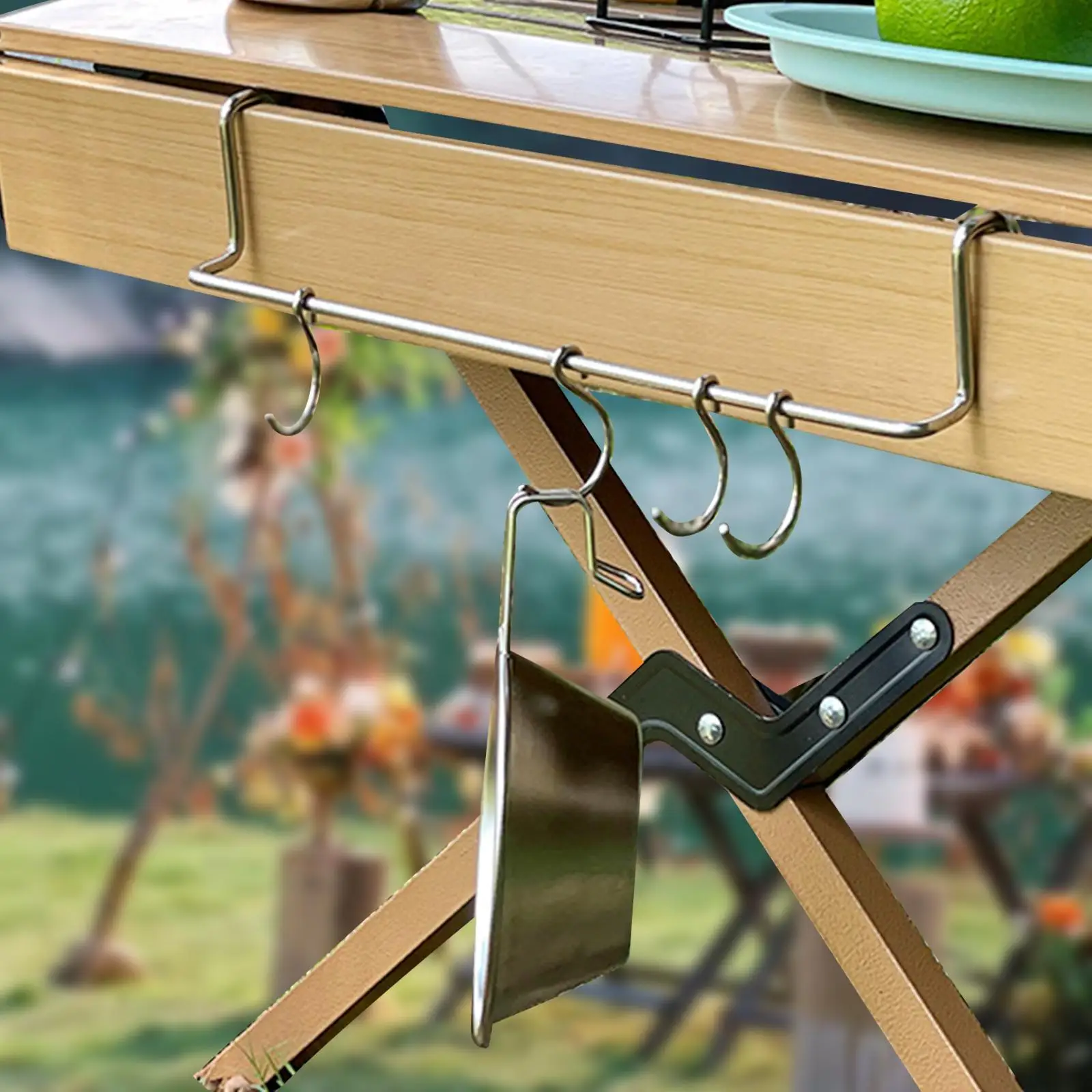 Cookware Storage Rack Camping Table Hook Stainless Steel Shelf Camping Hanger Hook for Home Kitchen Hiking Fishing Outdoor BBQ