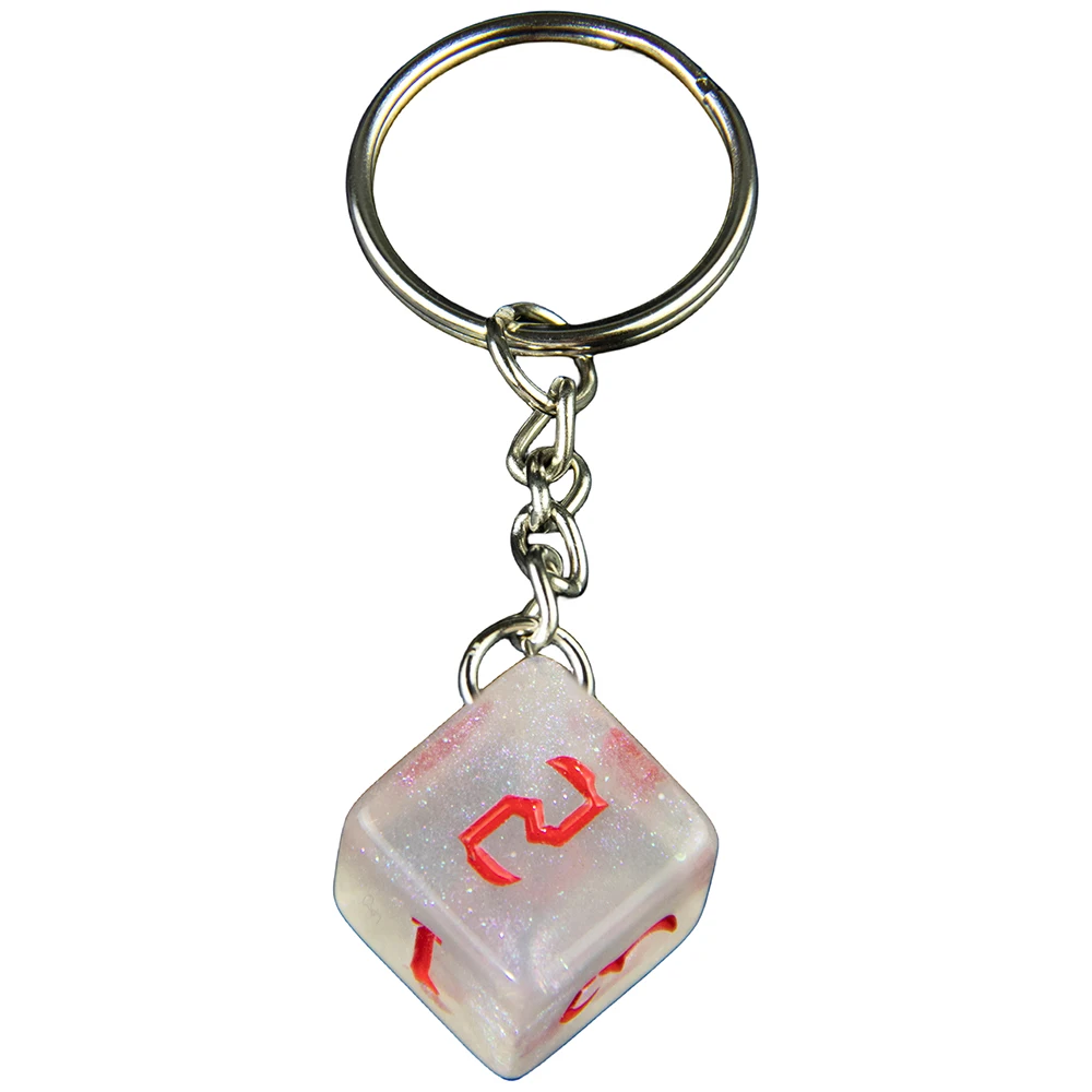 Glitter Dice Keychain Board Game Souvenirs D6 Keyring for Pouch Bag Wallet Pendant, Perfect for Board Game Fans