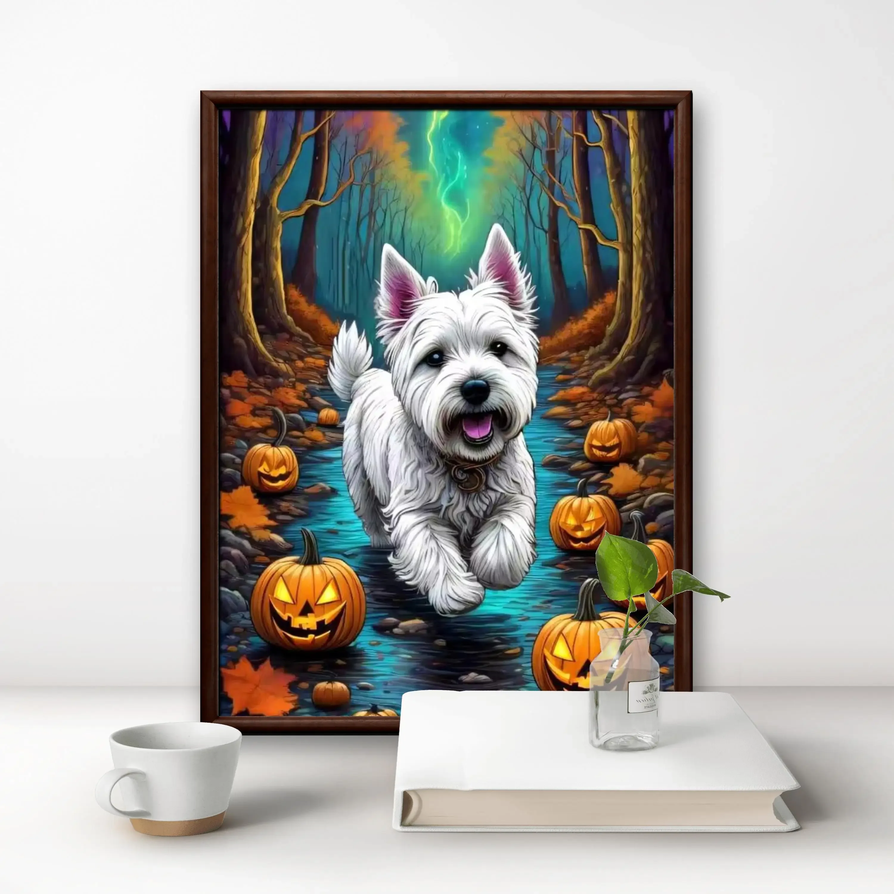 ويست هايلاند الأبيض جحر الماس اللوحة لطيف جرو الفن صورة DIY الماس التطريز فسيفساء النفط اللوحة ديكور المنزل