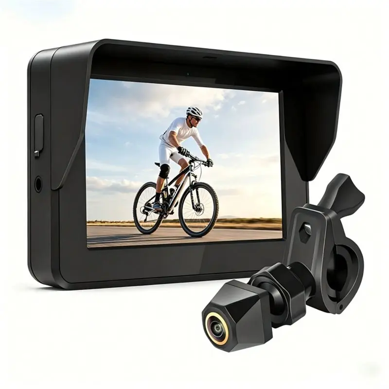 

ABHS-1080P Bike Rear View Camera With 5 Inch HD Display Screen Bicycle Mirror Bike Handlebar Mirror For Mountain Bike E-Bike