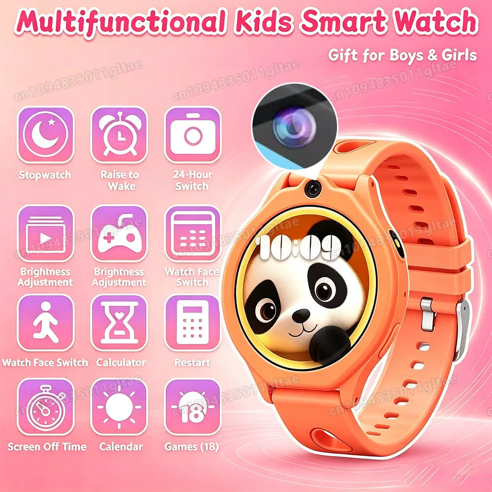 2026 New Smart Watch For Children HD Touch Screen Camera 18 Games Sleep Monitoring Alarm Clock Calculator Birthday Gift Boy Girl
