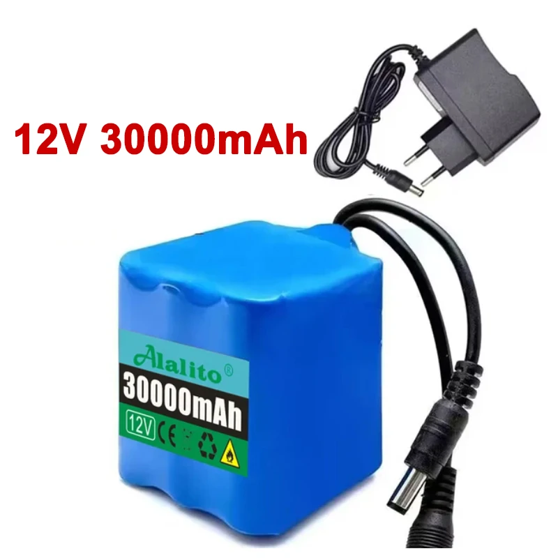 12V 50Ah 18650 Lithium Battery Pack 3S5P Rechargeable Battery with BMS 12.6v Charger for Fishing Bicycle Large Capacity Battery