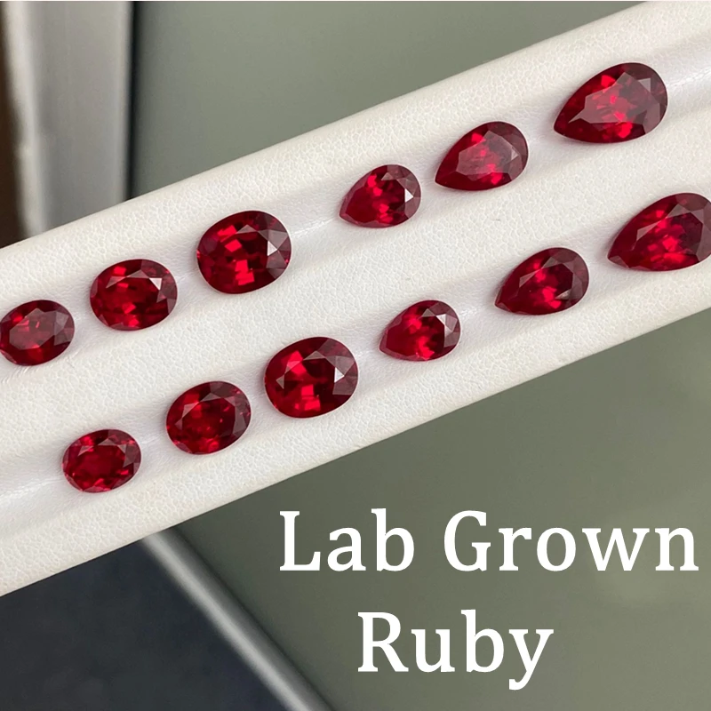 

Pretty Lab Grown Ruby Gemstone Oval/Pear Cut Ruby Pass UV Test Mohs Hardness Gem for Jewelry Making/Setting/Collection Stone