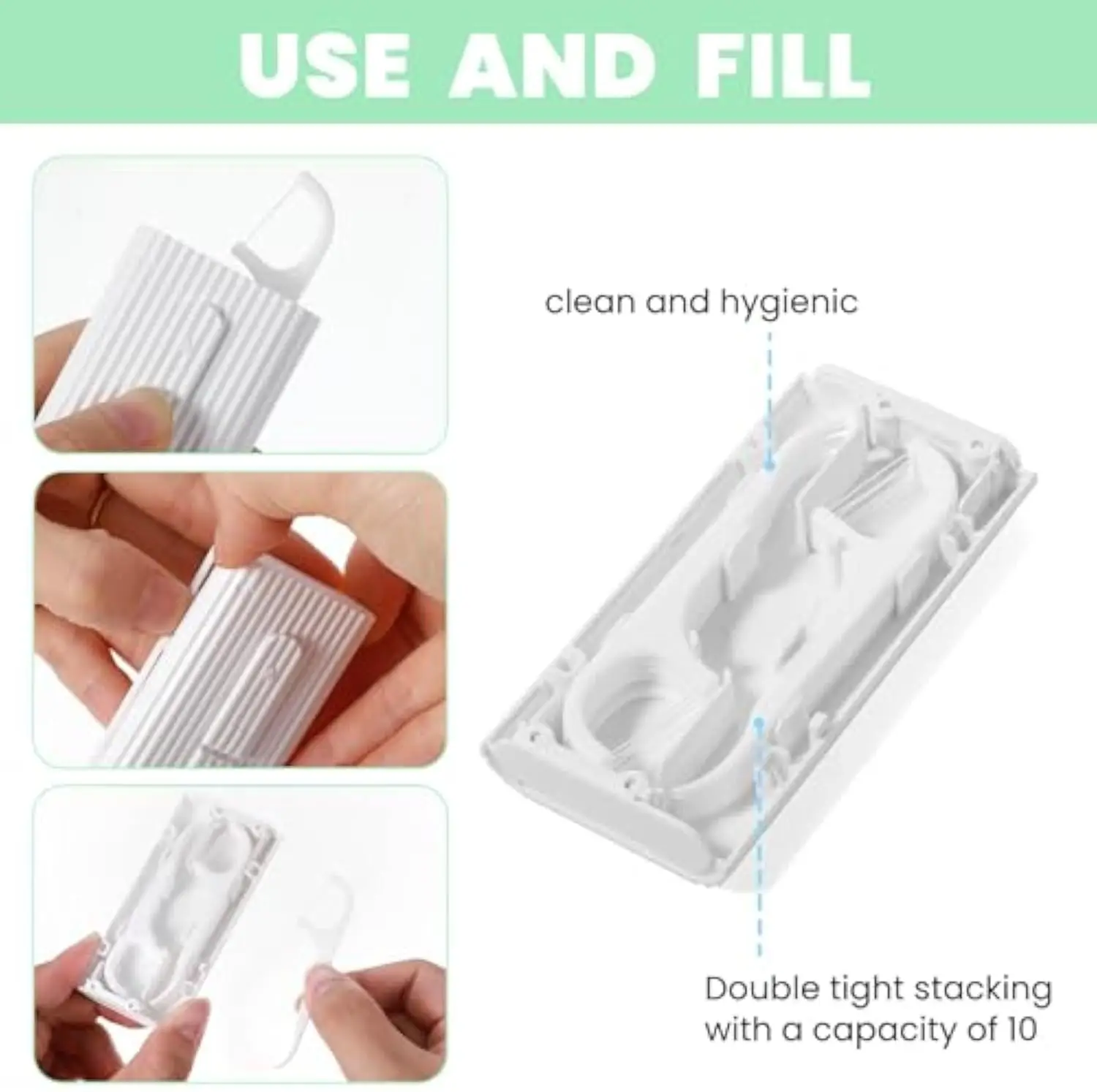 Automatic Dental Floss Case Portable Travel Floss Pick Holder Pop-up Toothpick Dispenser Refillable Pocket Storage Box Mini Oral Care Hygiene Organizer Reusable Flossing Container for Outdoor Office