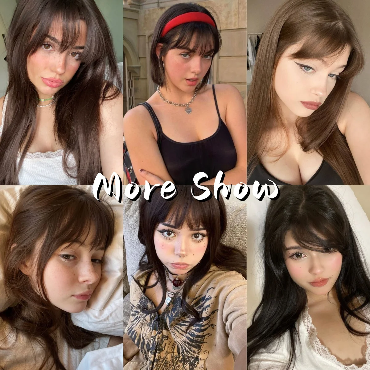 Brown Natural Human Hair Topper 2 Clips in Hair Extension with Air Bangs 100% Real Human Hair for Women Daily with Loss Hair Use