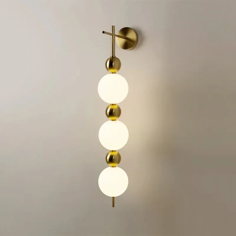 

Modern Creative White Acrylic Ball LED Wall Lamp Living Room Corridor Bedroom Bedside Metal Ball Light Home Decoration Lighting