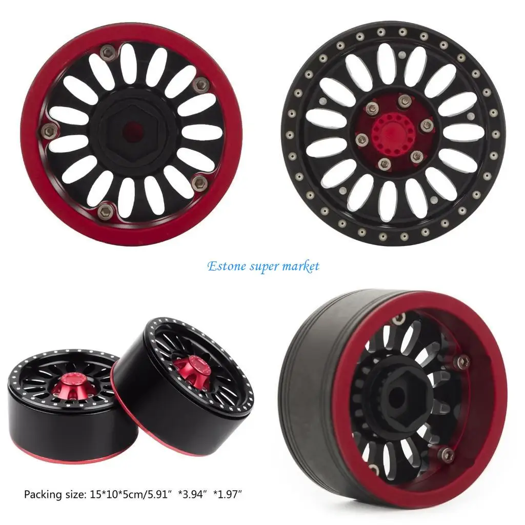 090B โลหะ RC อุปกรณ์เสริม Beadlock ดุมล้อสำหรับ Axial RC Crawler SCX10 สีดำ