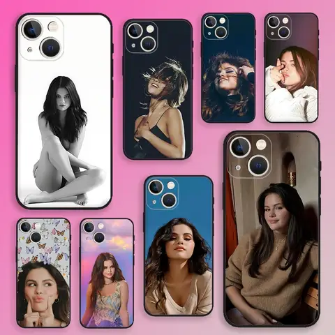 Capa de telefone fofa S-Selena G-Gomez para iPhone 16,15,14,13,12,11,Plus,Pro Max, XS, X, E, SE, Mini capa preta de silicone macio