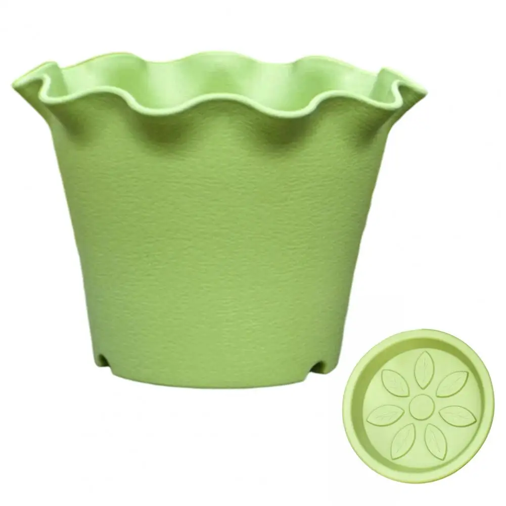 Warm Textured Resin Pots Flower Pots with Drainage Holes Tray Saucers Edge Planter for Indoor Outdoor Plants Plant for Roses