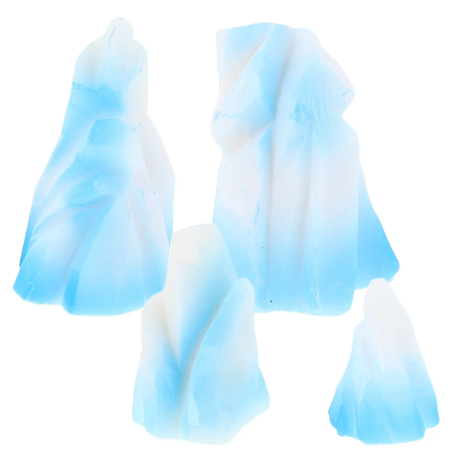 

4Pcs Mini Resin Iceberg Decorations for Aquarium Micro Landscaping - Small Polar Scene Statues Room Shelf Display Collection