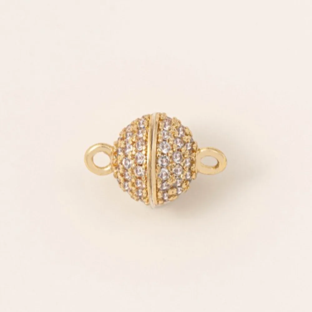 Micro Zircon Copper Clasps & Hooks 14K Gold Color Magnetic Buckle 8mm Magnet Buckle DIY Bracelet Necklace End Buckle Accessories