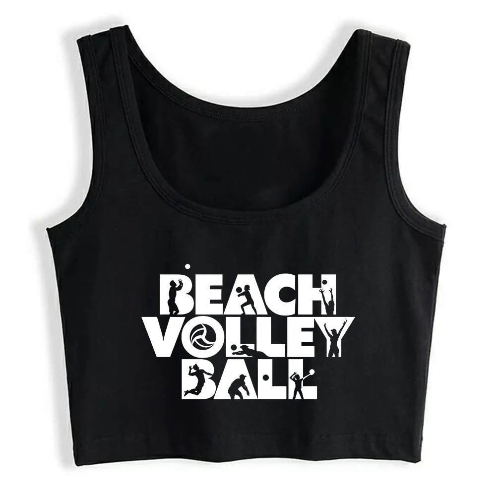 Beach Volley Ball Graphic Sexy Slim Fit Crop Top Women's Sports Fitness Workout Tank Tops Cotton Breathable Camisole