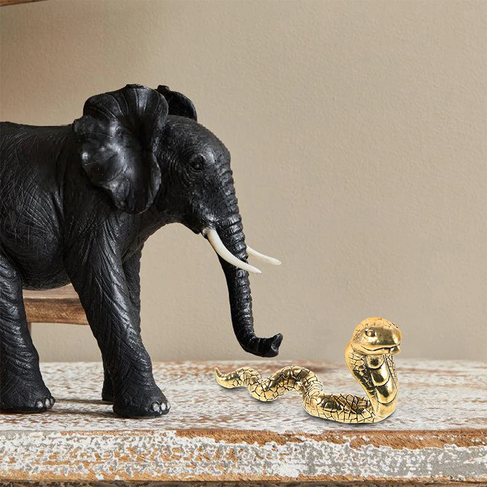 

3 Pcs Brass Snake naments Zodiac Figurine Chinese Year Decor Feng Shui Wealth Statue Mini Sculpture Home Decoration Durability