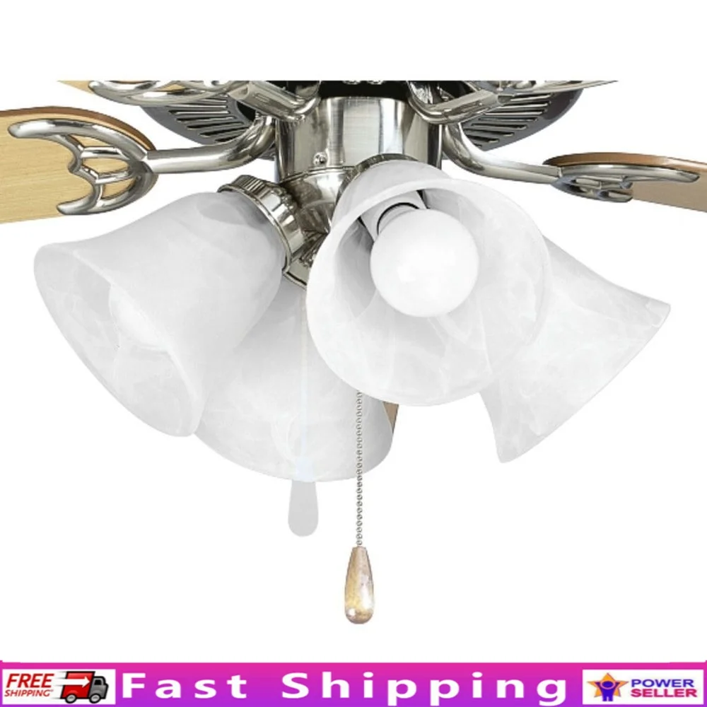 

LED Light Kit Ceiling Fan 4 Bulb Energy Efficient Glass Shade Brushed Nickel Quick Connector Innovative Design 800 Lumen 3000K