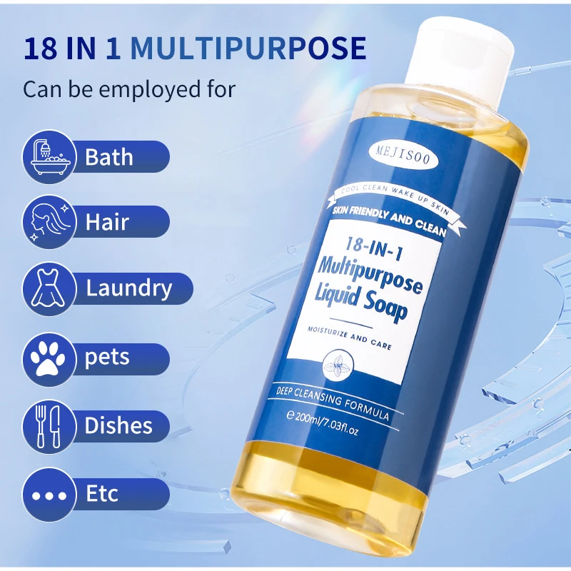 Multipurpose Liquid Soap 18 In 1 200ml Daily Washing For Face Body Hair Portable Travel Size Liquid Soap