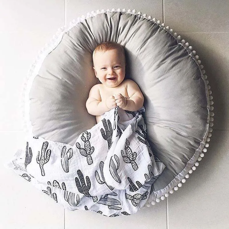 80CM Baby Circular Crawling Mat Cotton Round Cushion Pad Home Decor Kids Photographic Props Pillow Rug Washable Floor Mat Carpet