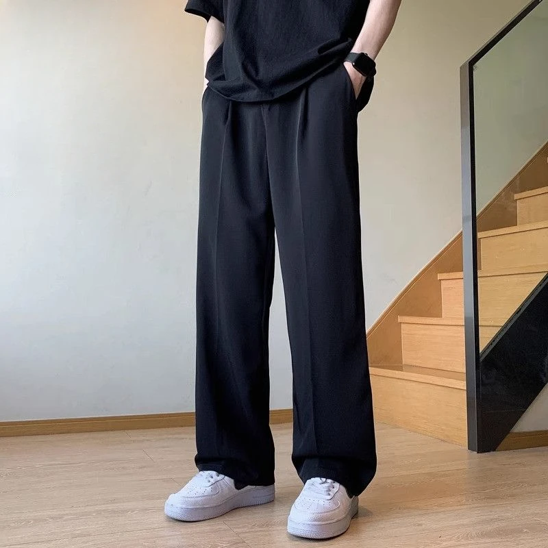 Fluid Baggy Draped Trousers for Men Straight Fabric Up New in Tailoring Chinese Homme Man Suits Pants Summer 2024 Slacks Classic