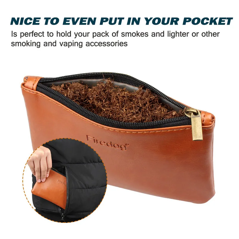 PU Leather Tobacco Pouch Bag, Herb Pouch, Smoking Pipe Bag, Cigarette Rolling Papers, Tobacco Storage Case