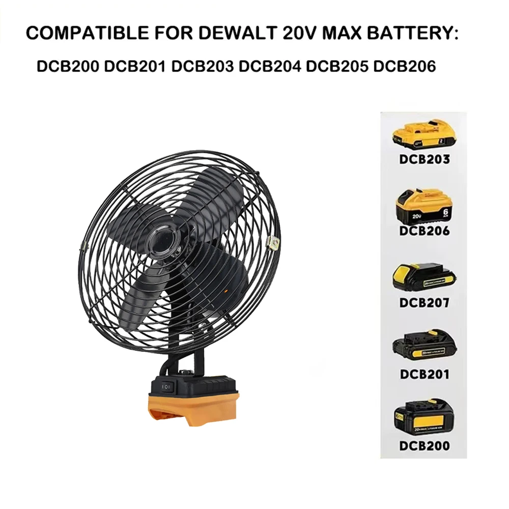 6/8In Camping พัดลมตกปลากลางแจ้งไร้สายแบบพกพาพัดลมโลหะลมพัดลม FIt Makita/Dewalt/Milwaukee 18V แบตเตอรี่