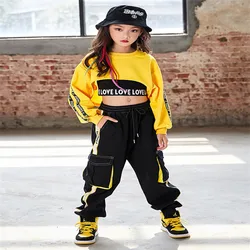 Children Hip Hop Clothes Girls Jazz Street Dance Costume Kids Sweatshirt Pants Set Ballroom Dancewear Stage Rave Clothing