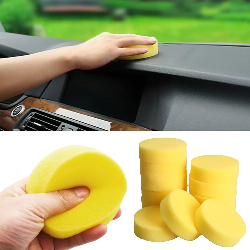 12Pcs Car Polish Sponge Car Wax Foam Sponges Applicator Pads for Clean Car Cleaner Care Tools Glass Yellow Auto Cleaning Sponge