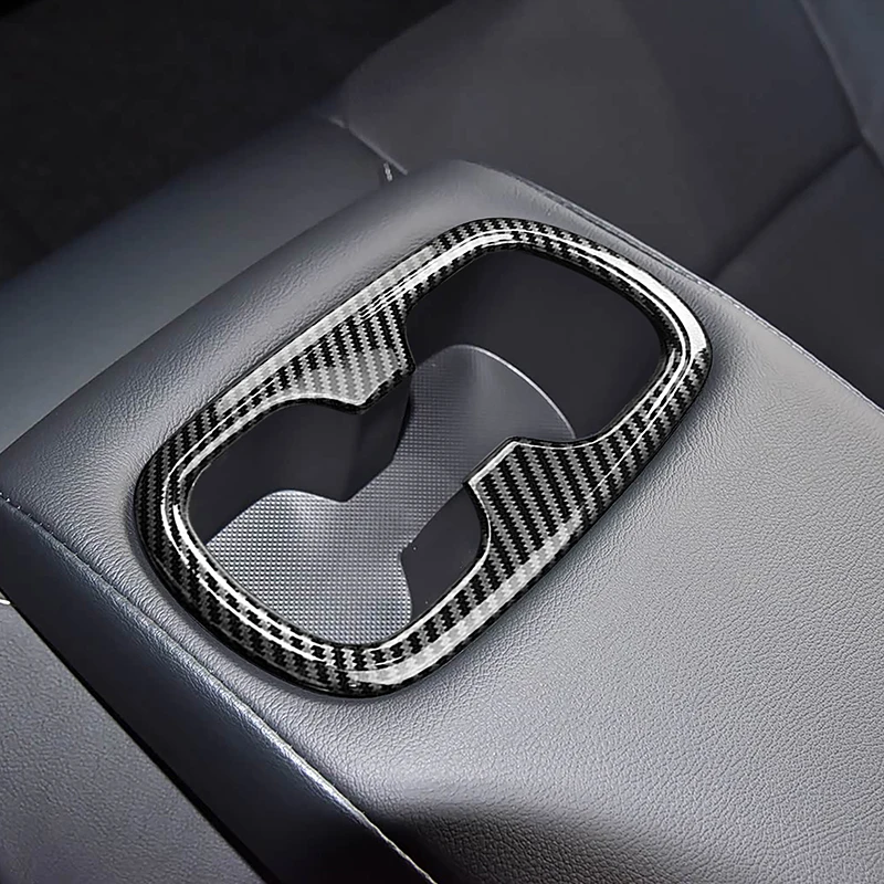 

Carbon Fiber Color Rear Water Cup Holder Frame Decoration Cover Trim For Toyota Corolla 2019-2023 Styling Interior Accessories