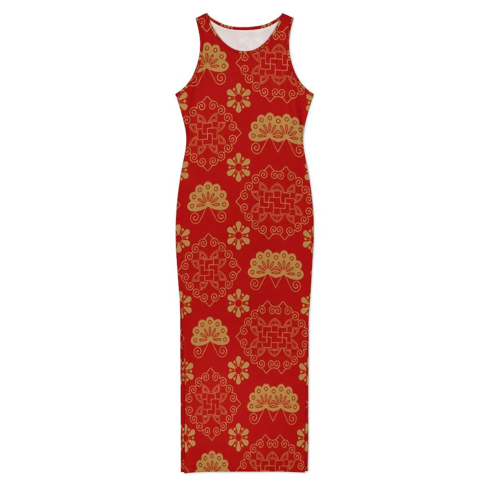 다채로운 만다라 디자인 드레스 민소매 레트로 꽃 캐주얼 맥시 드레스 현대 바디콘 드레스 여성 그래픽 빅 사이즈 베스티도스