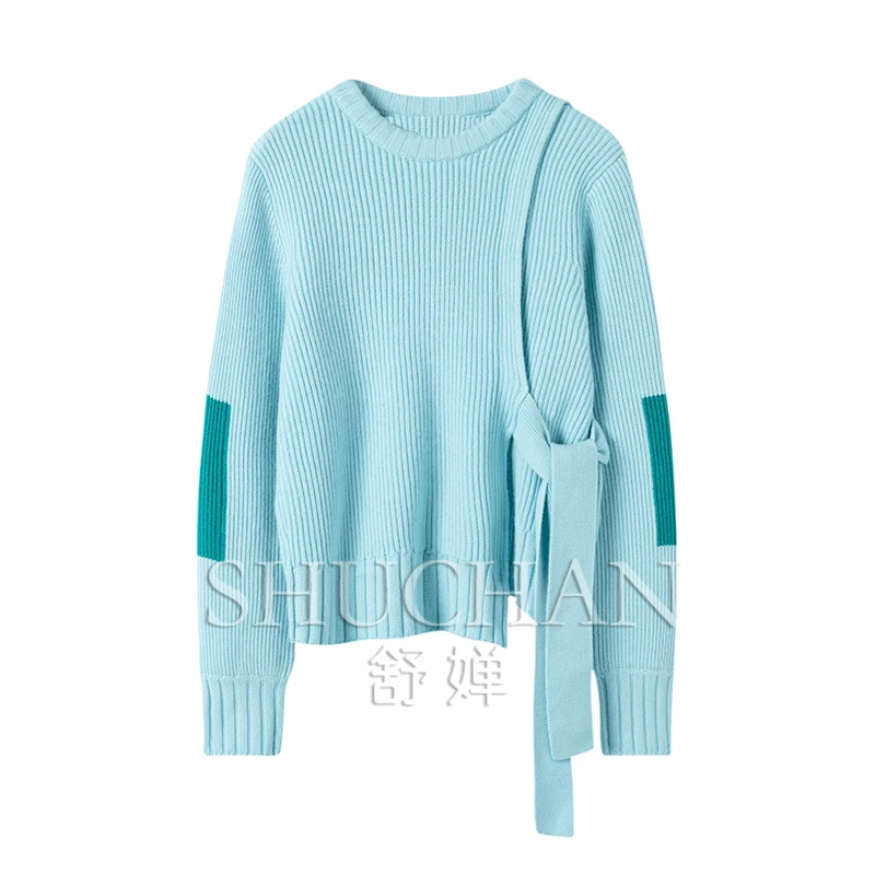 lace-up 100% cashmere sueters de mujer  sweater women  korean fashion  pullover women  long sleeve top